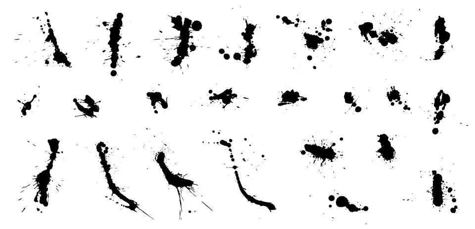Overlay, elements of paint ink splatter, set. Vector illustration Stock Illustration