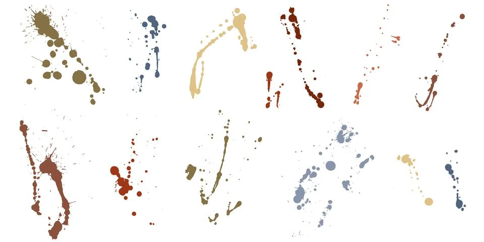 Overlay, elements of paint ink splatter, set. Vector illustration Stock Illustration