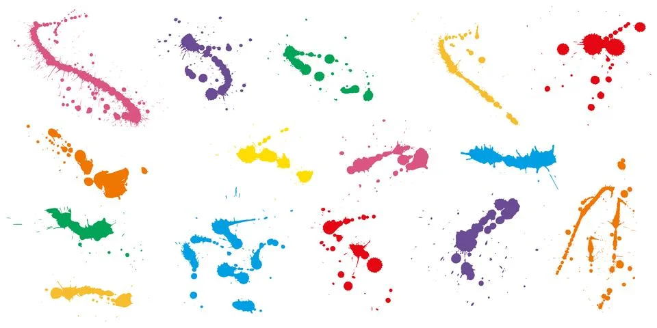 Overlay, elements of paint ink splatter, set. Vector illustration Stock Illustration