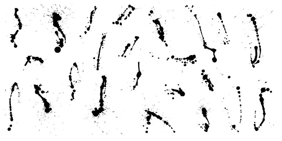 Overlay, elements of paint ink splatter, set. Vector illustration Stock Illustration