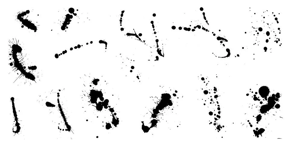 Overlay, elements of paint ink splatter, set. Vector illustration Stock Illustration