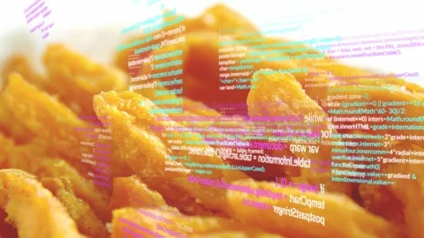 On overlay start fries stack shifting focus while color code overlays sliding Stock Footage 332545245
