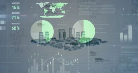 Overlay table starting gauges moving grid building charts sliding and frame Stock Footage 310669505