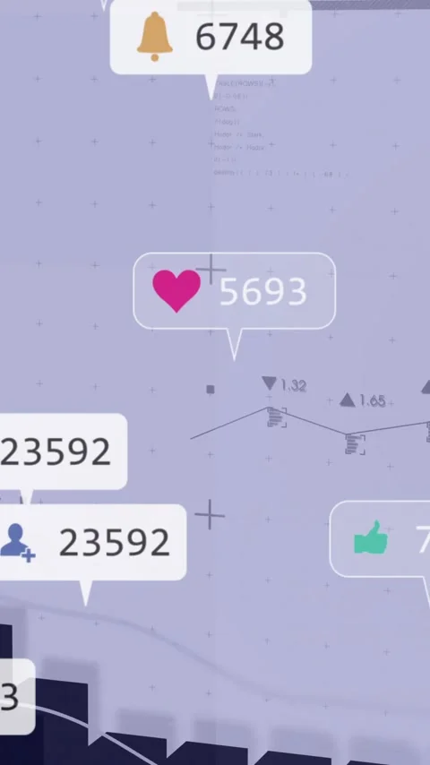 Overlaying digital graph, animation showing social media engagement statistics Stock Footage 319810966