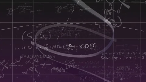 Overlaying mathematical equations and formulas on abstract purple animation Stock Footage 303420295