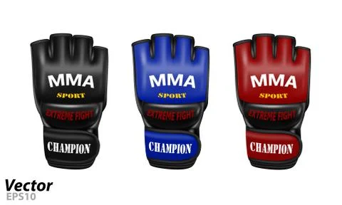 Overlays for fights without rules in a vector.MMA gloves in vector.Mixed martial Illustrazione stock