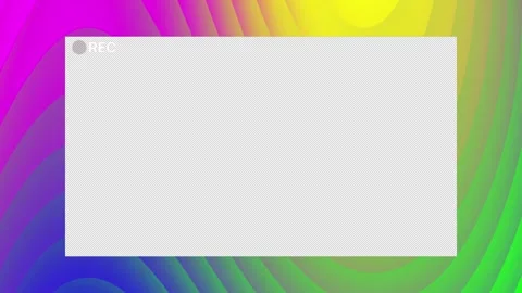 Overlays a transparent rectangle with rec sits on a colorful Video stock 327505089