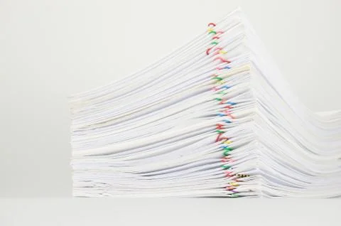 Overload paper on white background Stock Photos