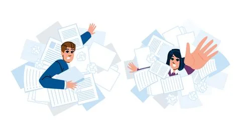Overload paper work stress vector Stock Illustration