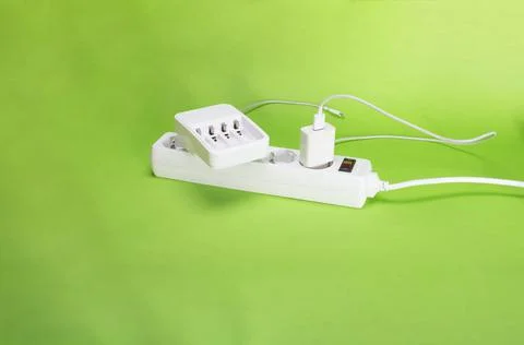 Overload protected electrical extension cord with copy space Stock Photos