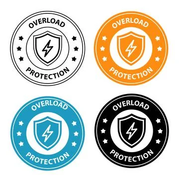 Overload protection icon. Overload protection electrical safety sign. Stock Illustration