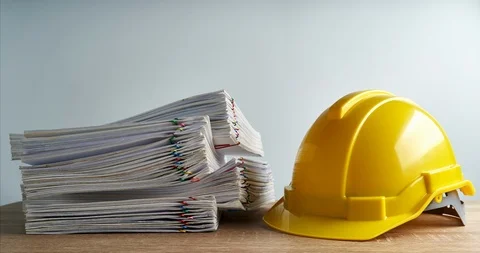 Overload report and engineer hat with copy space time lapse Stock Footage 98790441