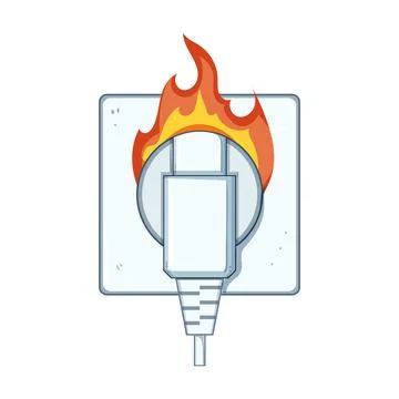 Overload short circuit fire cartoon vector illustration Stock Illustration