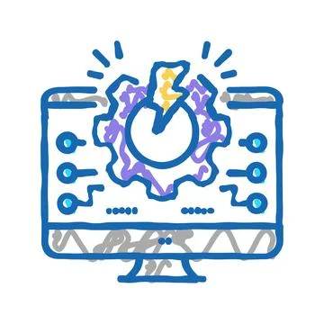 Overload system icon doodle illustration Stock Illustration