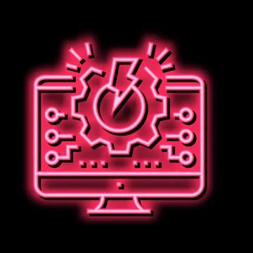 Overload system neon glow icon illustration Stock Illustration