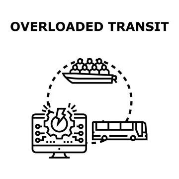 Overload transit concept transporting passengers and data 库存插图