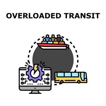 Overload transit concept transporting passengers and data Stock Illustration