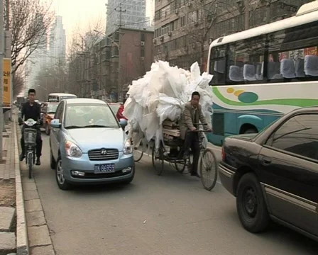 Overloaded bicycle  in beijing,  Stock Footage 337183