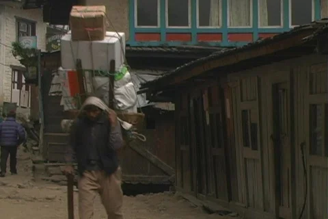Overloaded Nepali Porter Stock Footage 130268