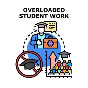 Overloaded student work challenge and limited opportunities Stock Illustration