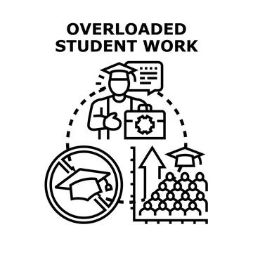Overloaded student work challenge and limited opportunities Stock Illustration