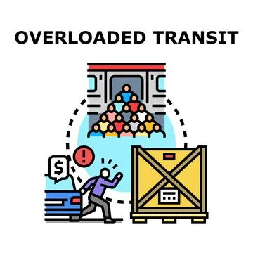 Overloaded transit concept with public and freight transport Stock Illustration