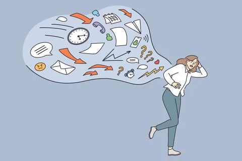 Overloading, stress, overwork job concept Illustrazione stock