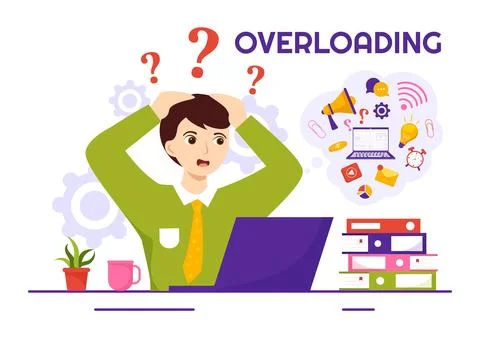 Overloading Vector Illustration with Busy work and Multitasking Employee to.. Stock Illustration