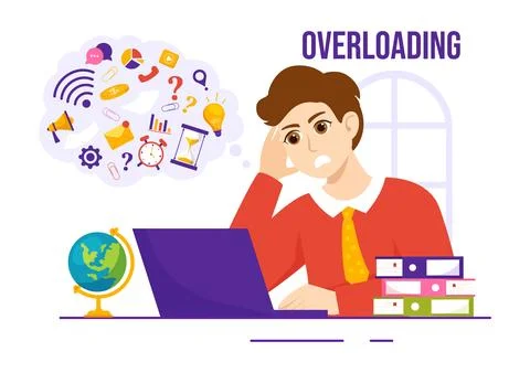 Overloading Vector Illustration with Busy work and Multitasking Employee to.. Stock Illustration
