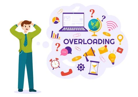 Overloading Vector Illustration with Busy work and Multitasking Employee to.. 스톡 일러스트