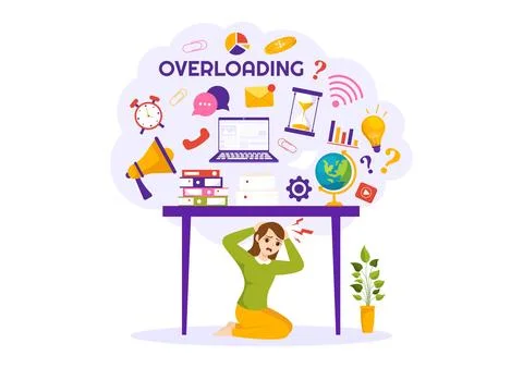 Overloading Vector Illustration with Busy work and Multitasking Employee to.. イラスト素材