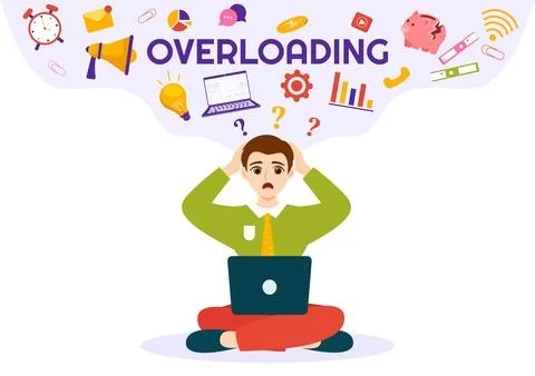 Overloading Vector Illustration with Busy work and Multitasking Employee to.. Stock Illustration