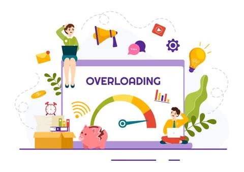 Overloading Vector Illustration with Busy work and Multitasking Employee to.. Stock Illustration