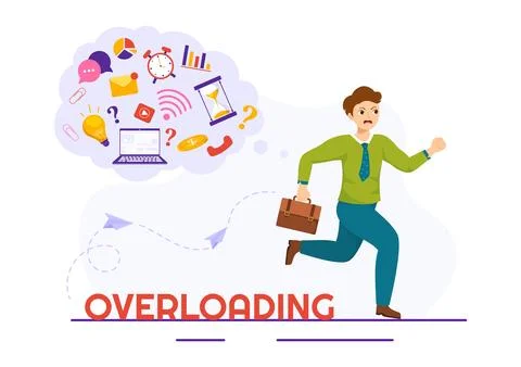 Overloading Vector Illustration with Busy work and Multitasking Employee to.. 스톡 일러스트