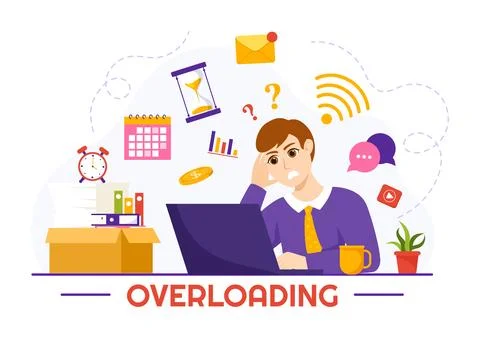 Overloading Vector Illustration with Busy work and Multitasking Employee to.. イラスト素材