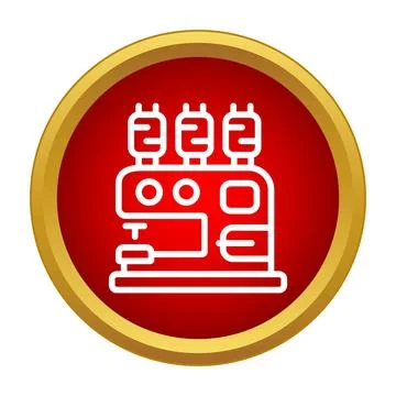 Overlock sewing machine creating textile garments icon Stock Illustration