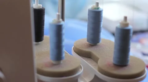 Overlock work. unwinding thread. skeins of thread closeup 스톡 동영상 67229661