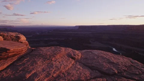 Overlook of deep canyon at sunset Stock Footage 127458461