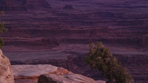 Overlook of deep canyon at sunset Stock Footage 127458754