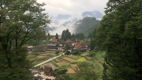 Overlook of Gokayama Stock Footage 327584282