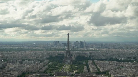 Overlook of Paris with Eiffel Tower Stock Footage 125815691