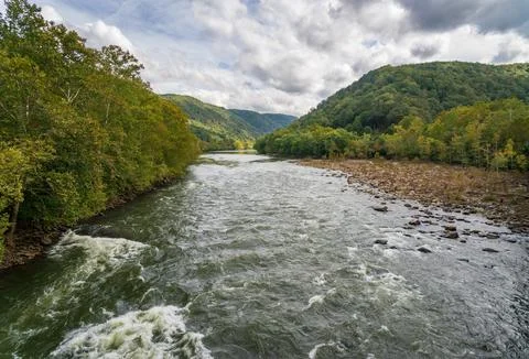 An Overlook of the River at New River Gorge National Park and Preserve in s.. Stock Photos
