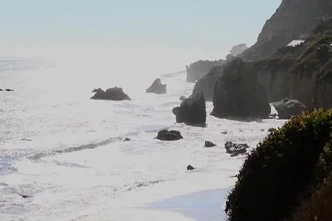 Overlook Rocks Ocean Stock Footage 4732038