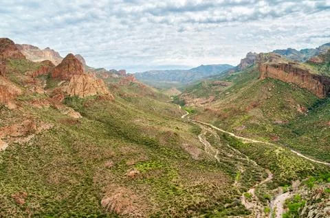 Overlook of Valley at the Apache Trail Stock Photos