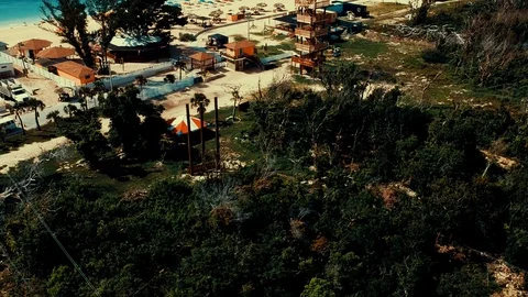 Overlooking Aerial View of Taino Beach Coastline, Freeport Bahamas Video stock 90706682