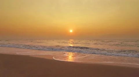 Overlooking the beautiful beach at sunset. Stock Footage 62655844