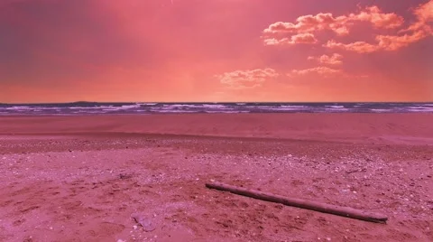Overlooking the beautiful beach at sunset. Stock Footage 62704066