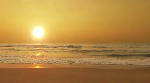 Overlooking the beautiful beach at sunset Stock Footage 62793463