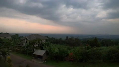 Overlooking Bogor from Rainbow Hills with an extremely colorful sky 库存影片 136496842