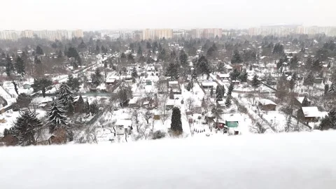 Overlooking on the City - calm snowfall Video stock 149679201